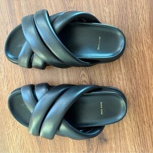 Anine Bing Lizzie Slides - Black Size 37